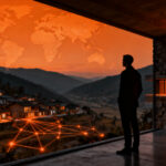 Founder trabajando en un campus residencial en un entorno rural de Ourense, representando el proyecto Rural Valley para startups digitales.