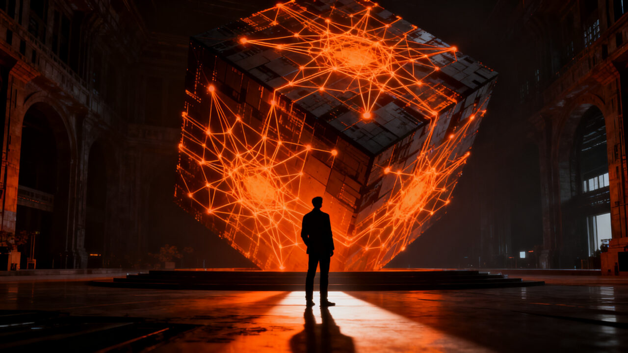 Silueta de Sam Altman reflexionando sobre el impacto ético y moral de la inteligencia artificial en la era de OpenAI y ChatGPT.