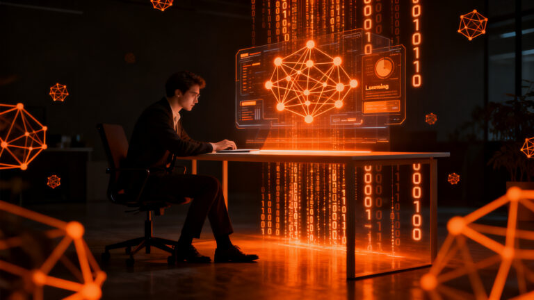 Estudiante profesional formándose en inteligencia artificial con Santander Open Academy y Coursera para potenciar habilidades digitales.