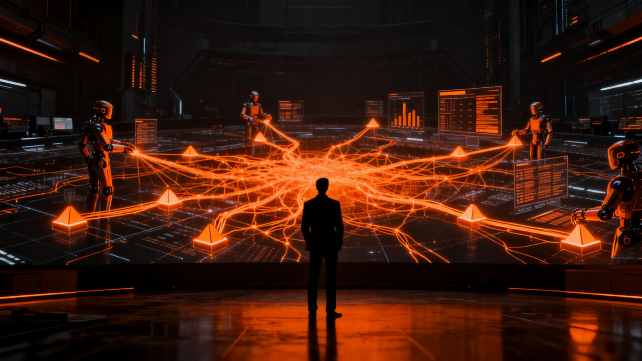 Agentes de IA empresarial Joule Work de SAP ejecutando procesos automáticos en un entorno corporativo digital.