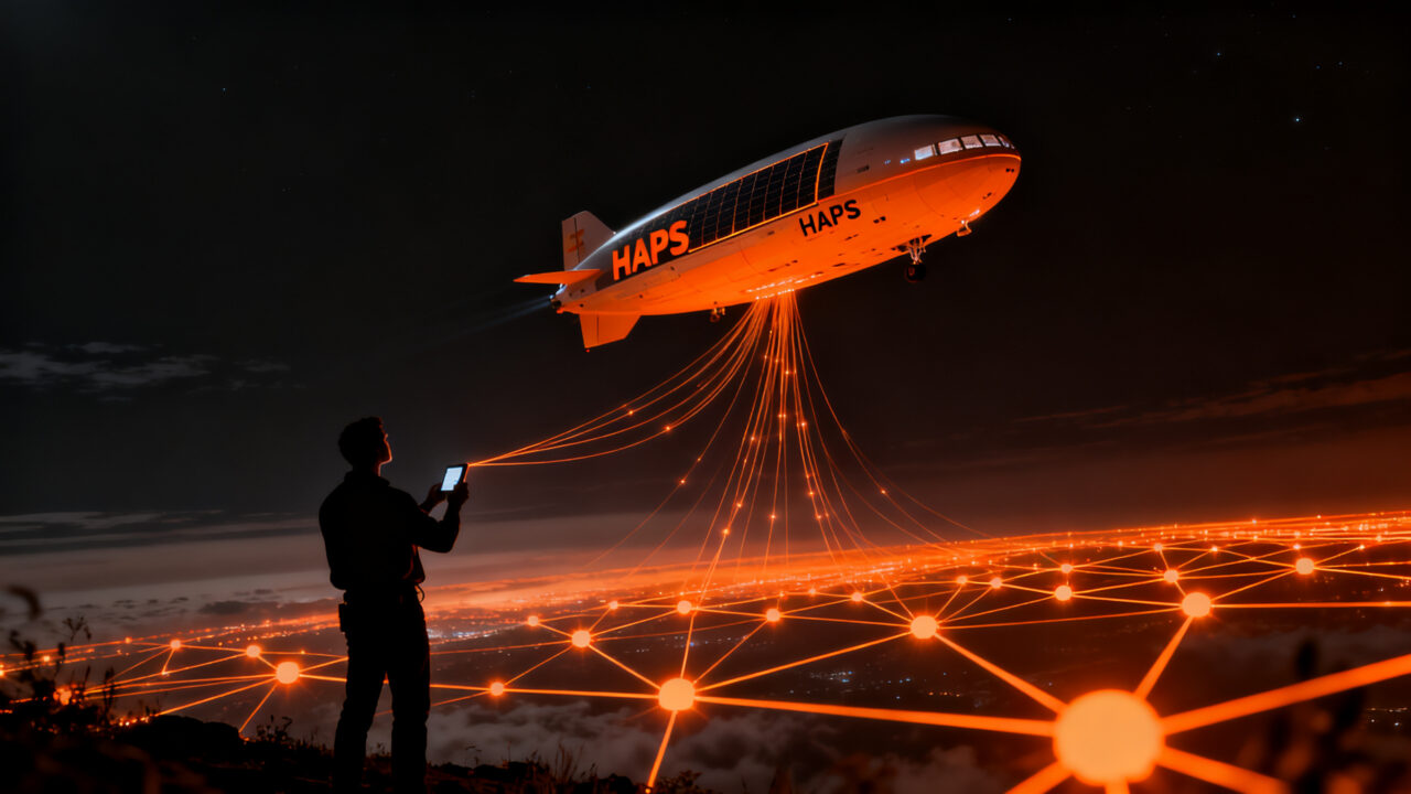 Plataforma HAPS Sceye conectando 5G desde la estratosfera, representando la conectividad global y el futuro de las telecomunicaciones.