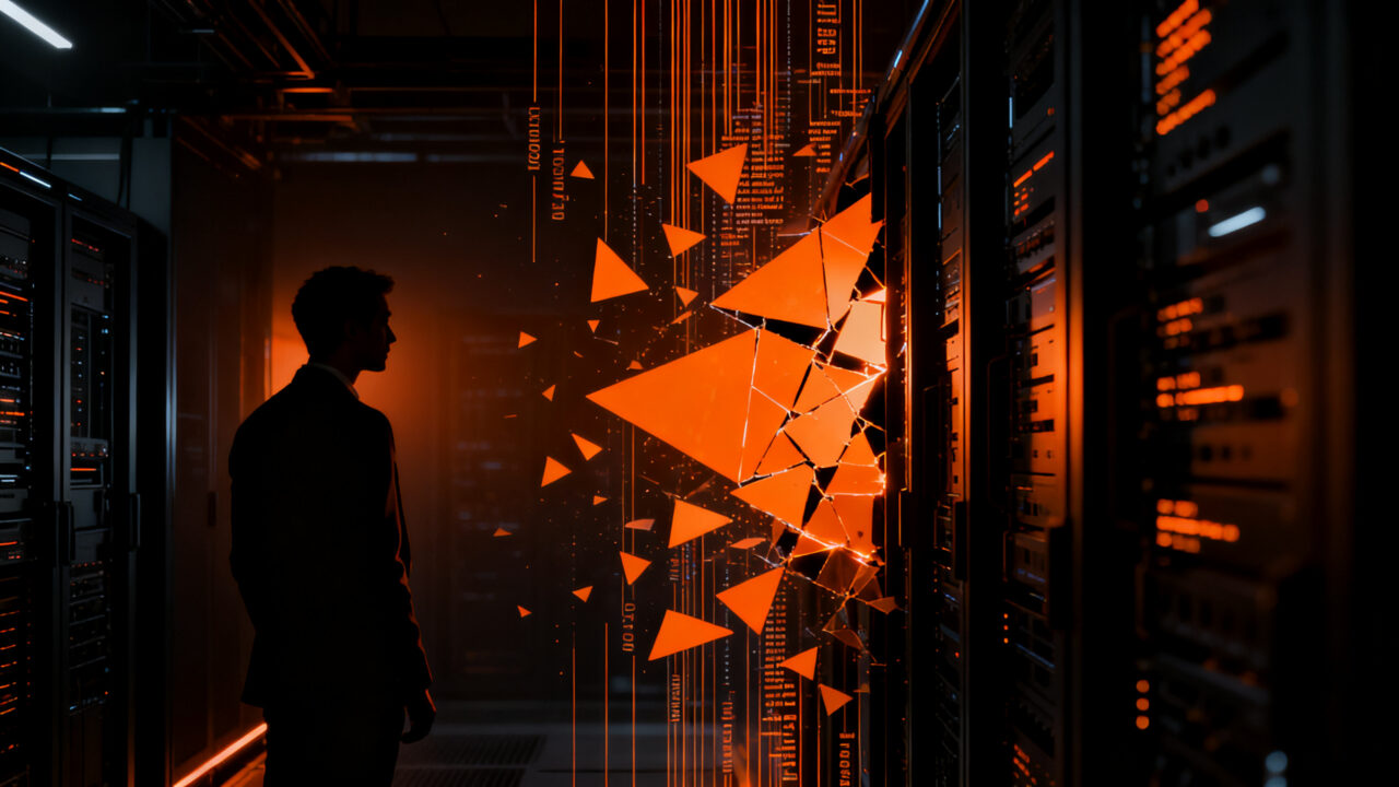 Agente de IA representando riesgos de seguridad y filtración de datos en el ecosistema de startups tecnológicas.