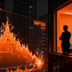 Gráfico financiero del S&P 500 bajo presión en septiembre, representando la volatilidad del mercado para startups y fundadores.