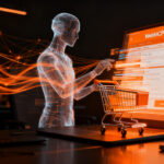 Agente de IA completando una compra en Shopify, representando el futuro del comercio electrónico autónomo y la tecnología agentic commerce.
