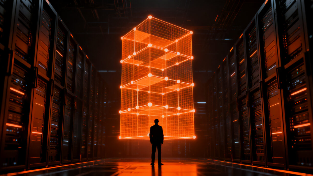 La soberanía de datos como prioridad estratégica para startups y empresas, simbolizada por una infraestructura digital segura y controlada.