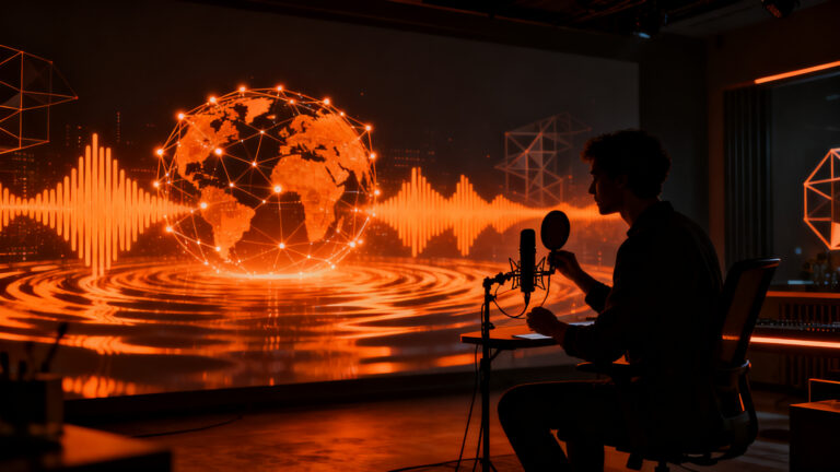 Creador de podcasts hispano monetizando su contenido digital con Spotify, representando la expansión global del Partner Program.