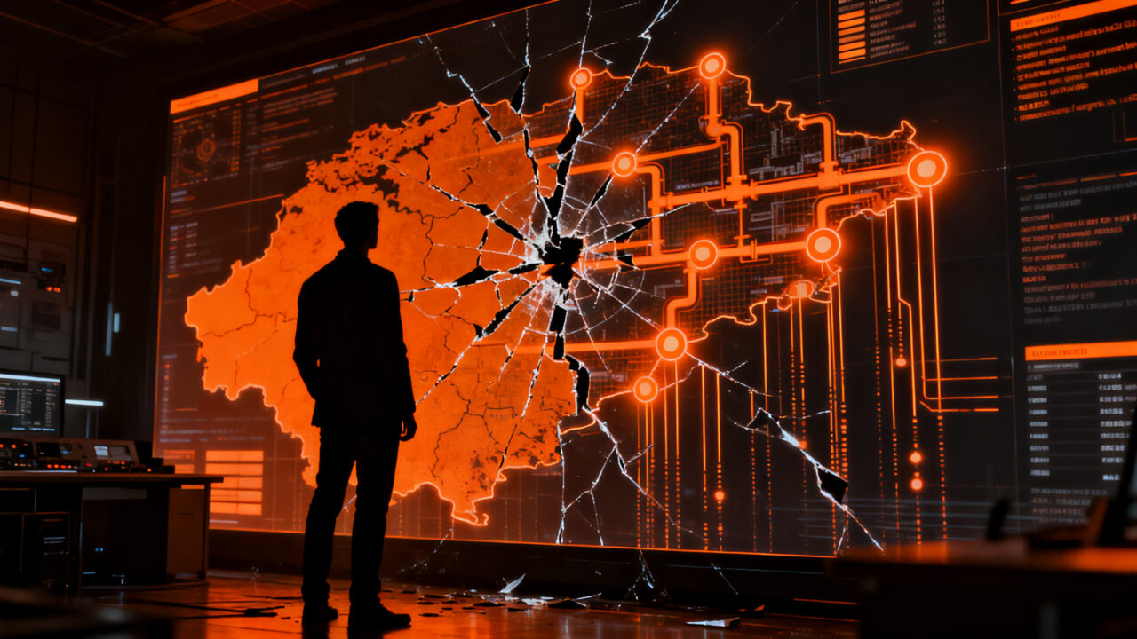 Representación conceptual de ciberseguridad en infraestructura crítica, mostrando riesgos de robo de credenciales en sector hídrico.