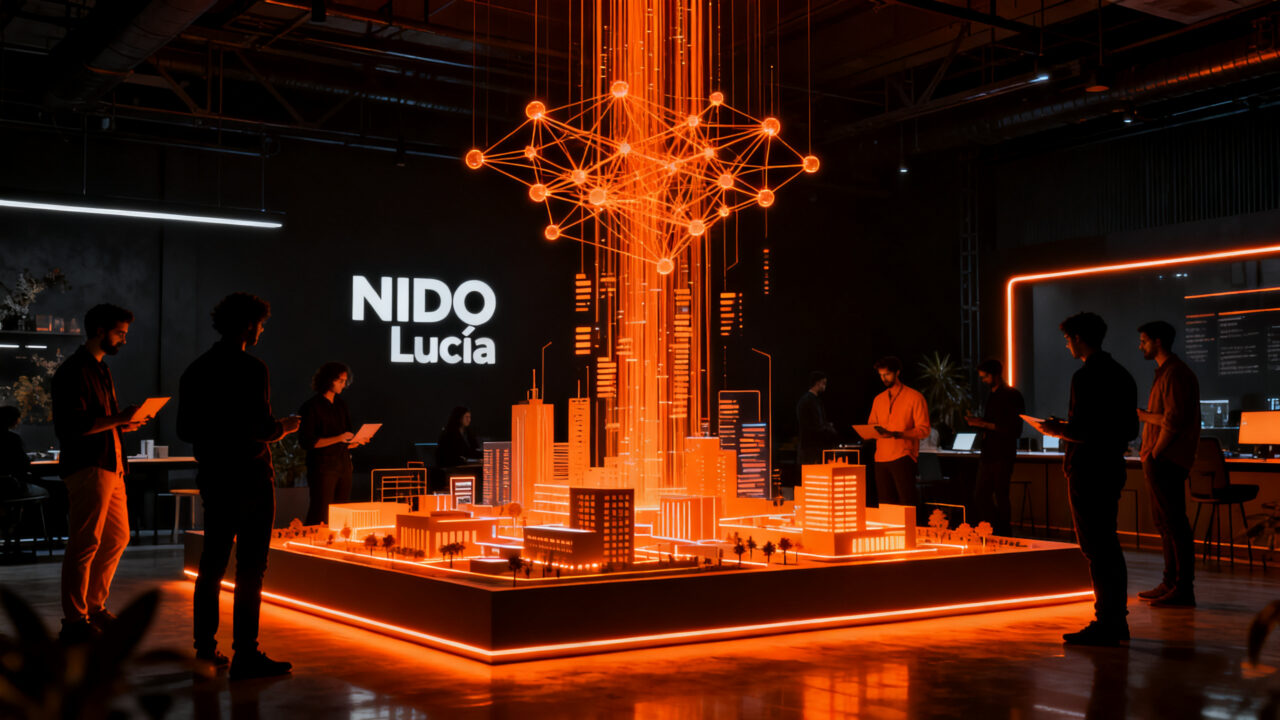 Emprendedores en NIDO Lucía, nueva sede de Start-Up Chile para el programa BIG 12, representando aceleración tecnológica en LATAM.