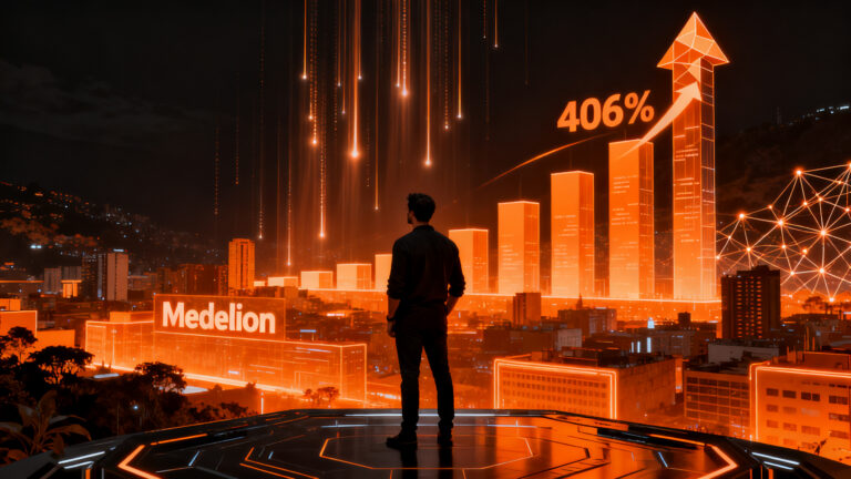 Crecimiento exponencial en la inversión de startups en Medellín, representando el ecosistema tecnológico de Antioquia y Colombia.