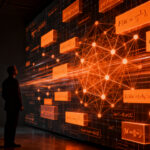 Matemático observando cómo una inteligencia artificial resuelve problemas complejos, representando el impacto de la IA en la investigación científica.