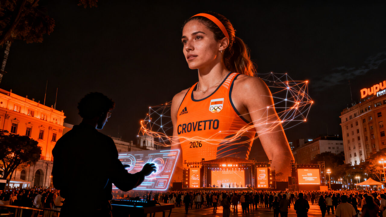 Campaña de publicidad virtual con IA protagonizada por Francisca Crovetto y Team Chile en el Dupu Fest 2026.