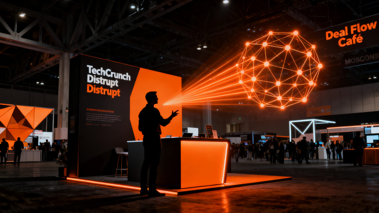 Startup exhibiendo en TechCrunch Disrupt 2026, conectando con inversores en el ecosistema tecnológico global.