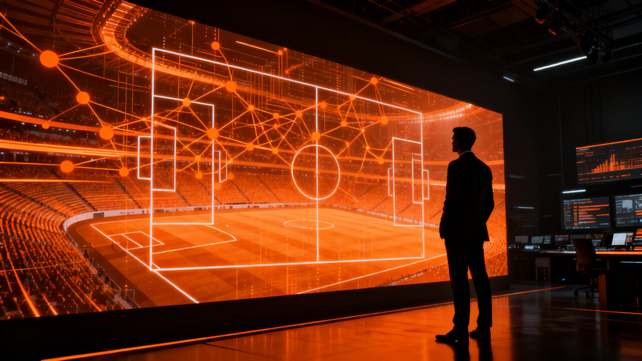 Acuerdo estratégico entre Telefónica y DAZN para la emisión de LaLiga en Movistar Plus, simbolizando la retención de clientes en el mercado de contenidos deportivos.