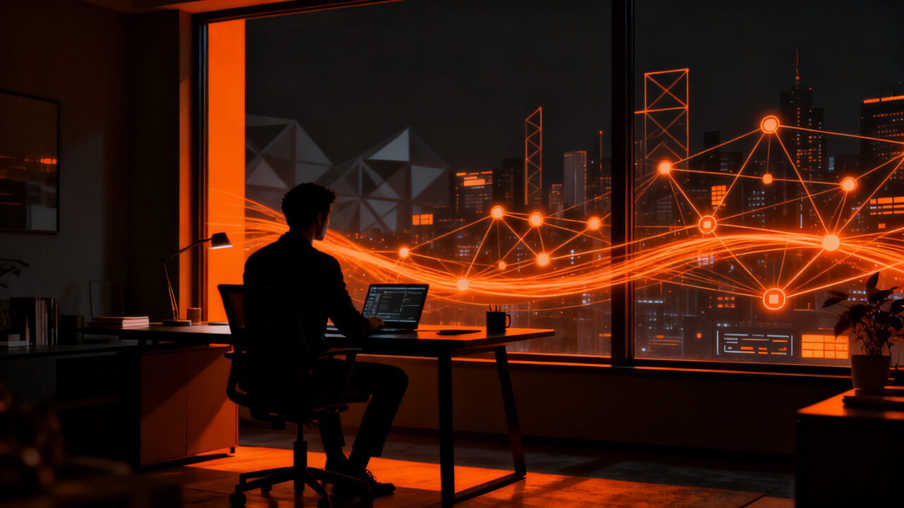 Profesional trabajando en un entorno híbrido moderno, simbolizando la retención de talento y el impacto del teletrabajo en startups españolas.