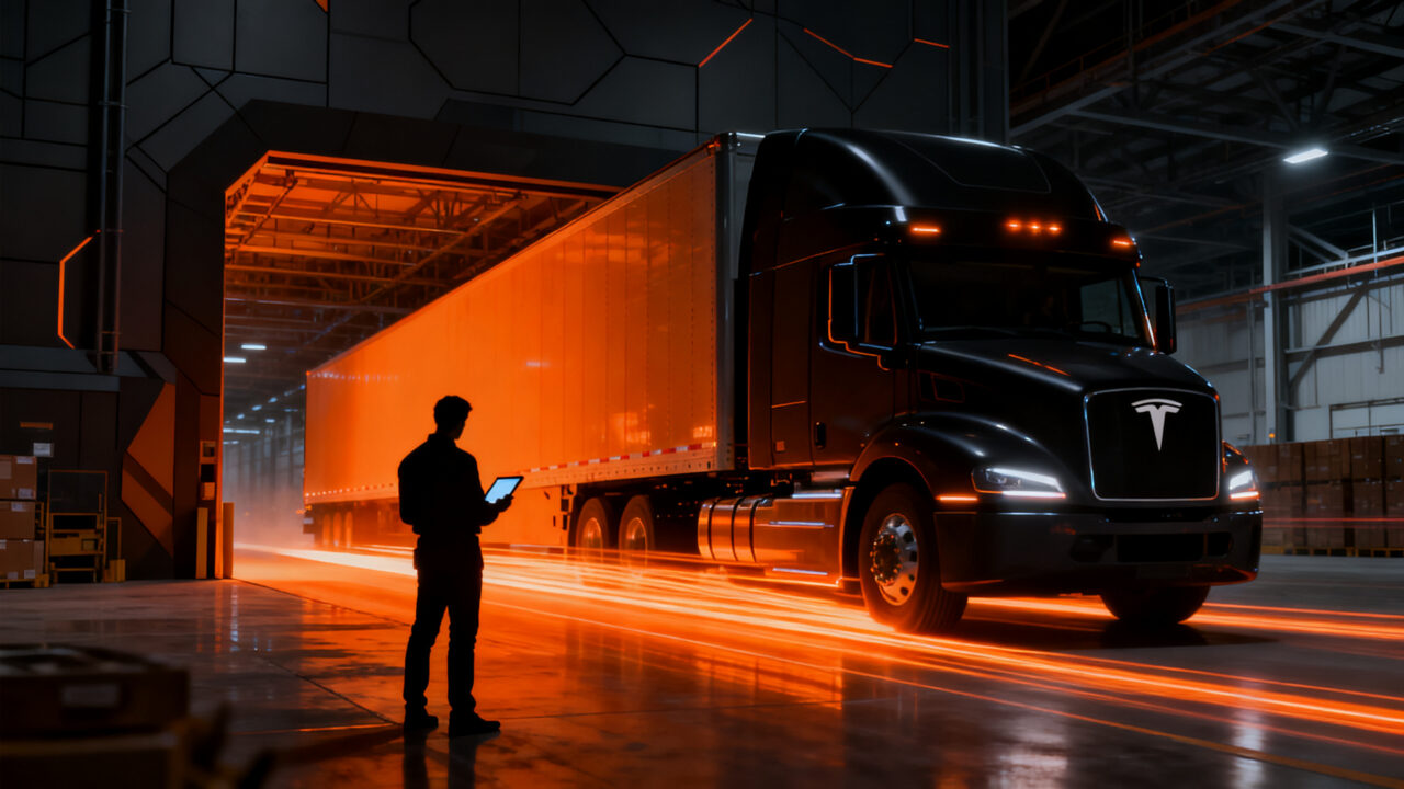 Producción masiva del camión eléctrico Tesla Semi, liderando la logística de transporte pesado cero emisiones.