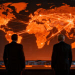 Líderes políticos debatiendo sobre la carrera tecnológica de la inteligencia artificial frente a China y la seguridad nacional.