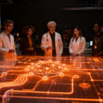 Investigadores analizando datos de energía renovable, hidrógeno verde e inteligencia artificial en la convocatoria de la UCSC.