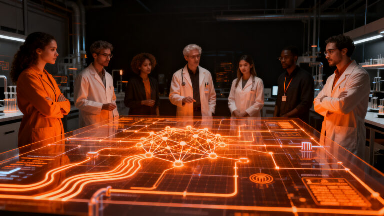 Investigadores analizando datos de energía renovable, hidrógeno verde e inteligencia artificial en la convocatoria de la UCSC.