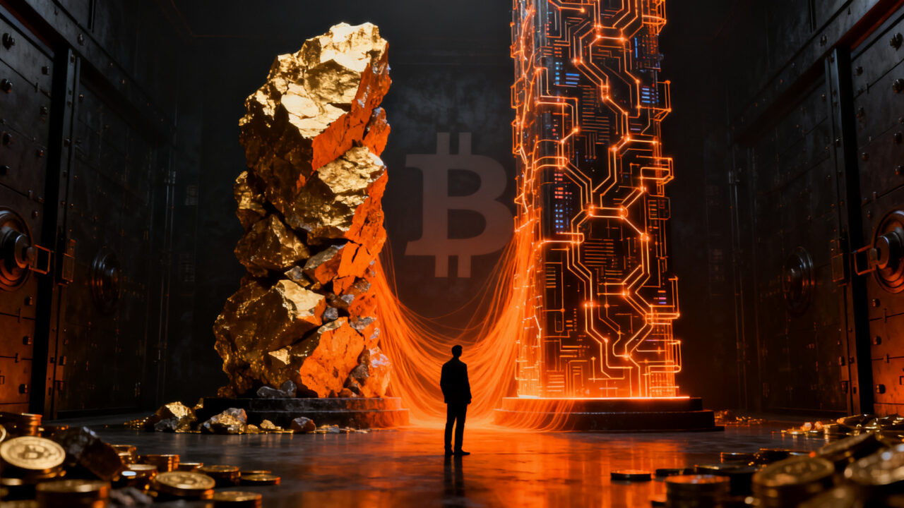 Estrategia de inversión diversificada combinando oro y bitcoin en un portafolio frente a la debilidad del dólar.