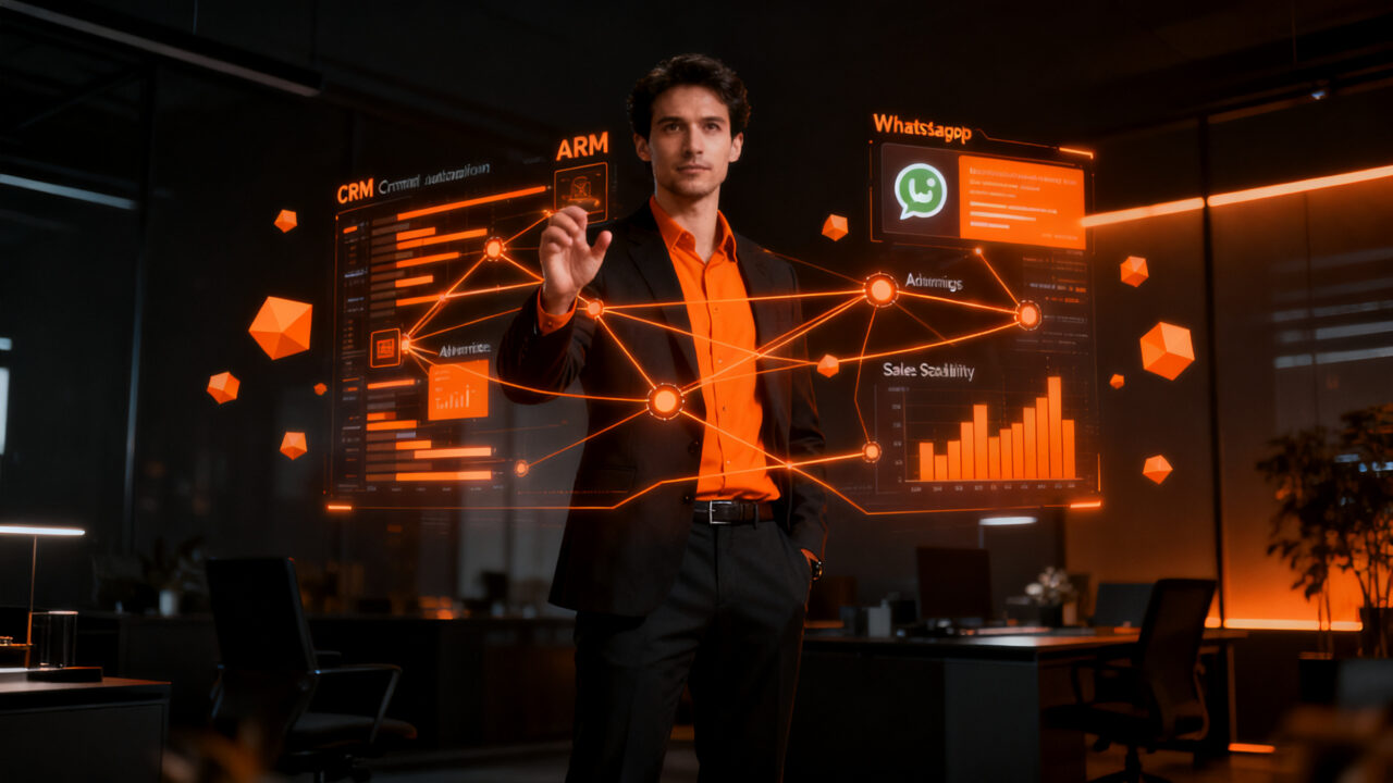 Emprendedor utilizando herramientas de inteligencia artificial para potenciar las ventas y automatizar procesos comerciales en el ecosistema startup.