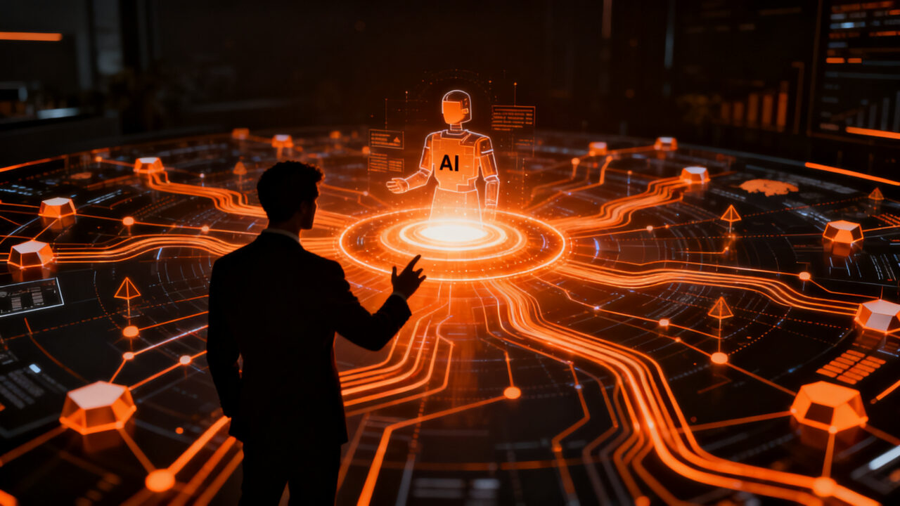 Agentes de IA realizando pagos autónomos en Latam, concepto de comercio agéntico y tokenización financiera.