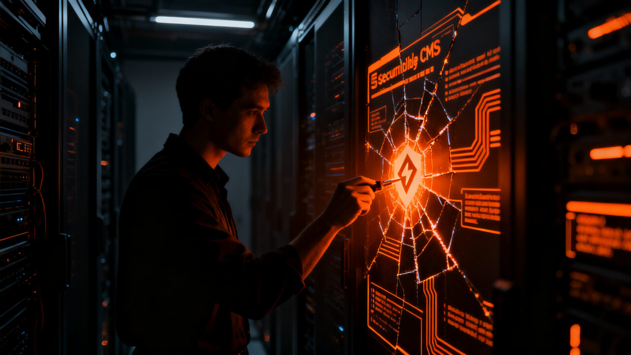 Vulnerabilidad crítica en WordPress detectada tras años de exposición, concepto de seguridad cibernética y parches de software.