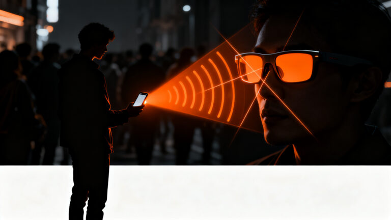 Aplicación ZuckOff detectando gafas inteligentes con cámara mediante tecnología Bluetooth para mejorar la privacidad personal.