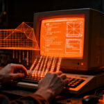 Ingeniería de software en ZX Spectrum: escritorio gráfico optimizado en ensamblador Z80, representando retrocomputación y optimización de bajo nivel.