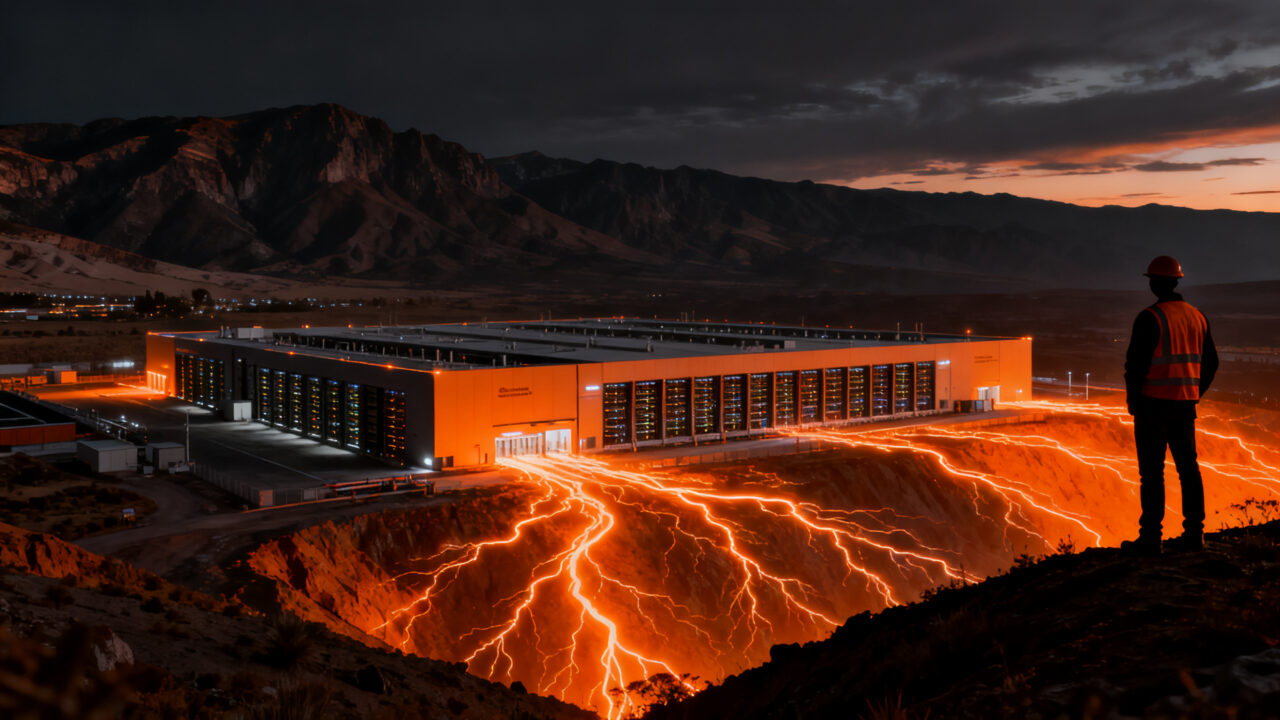 Infraestructura de data center de Acciona en Chile, representando inversión masiva y desarrollo tecnológico en energía sostenible.