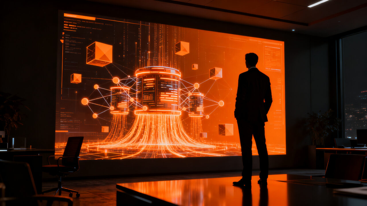 Acuerdo de IA entre Trump y las Big Tech, simbolizando la autorregulación tecnológica y la influencia corporativa en el futuro de la superinteligencia.