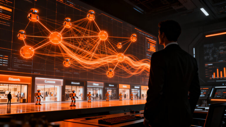 Agentes de IA gestionando compras digitales y el impacto en la estrategia de las empresas frente al comercio autónomo.