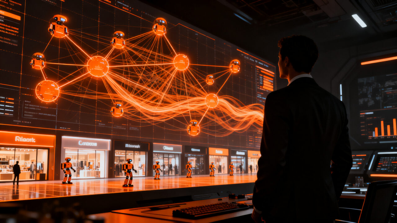 Agentes de IA gestionando compras digitales y el impacto en la estrategia de las empresas frente al comercio autónomo.