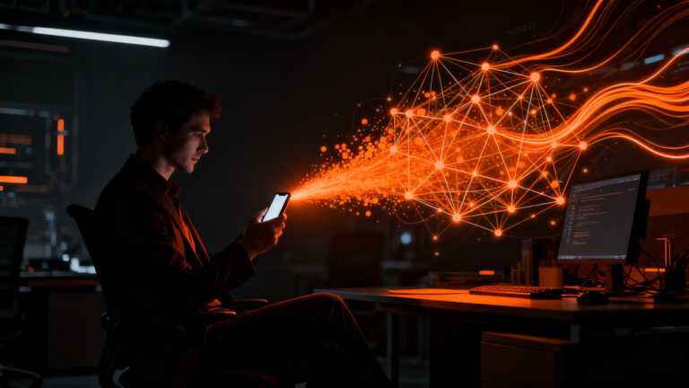 Agente de IA interactuando en dispositivos móviles, representando la valoración multimillonaria de Instinct y el futuro de los asistentes virtuales.