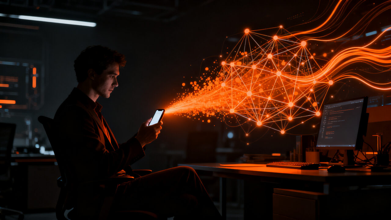 Agente de IA interactuando en dispositivos móviles, representando la valoración multimillonaria de Instinct y el futuro de los asistentes virtuales.