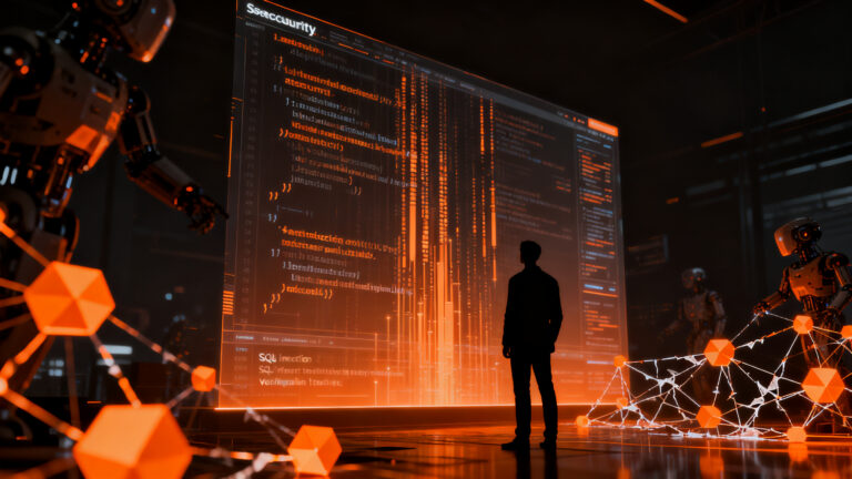 Agentes de IA realizando pruebas de inyección SQL en infraestructura digital, representando los desafíos de ciberseguridad para startups.