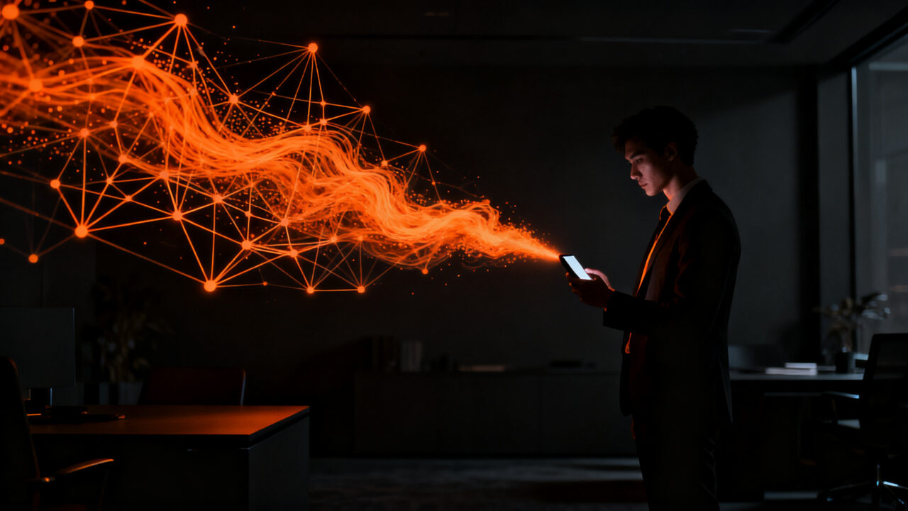 Agentes de IA operando vía SMS, representando la nueva era de la automatización SaaS sin fricción en startups.