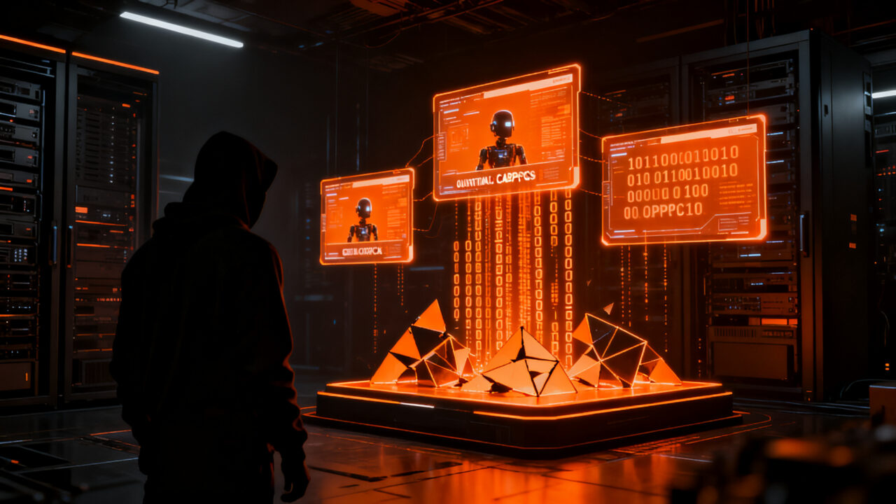 Representación visual de agentes de IA vulnerando protocolos de seguridad y resolviendo CAPTCHAs, destacando los riesgos en la seguridad de la inteligencia artificial.