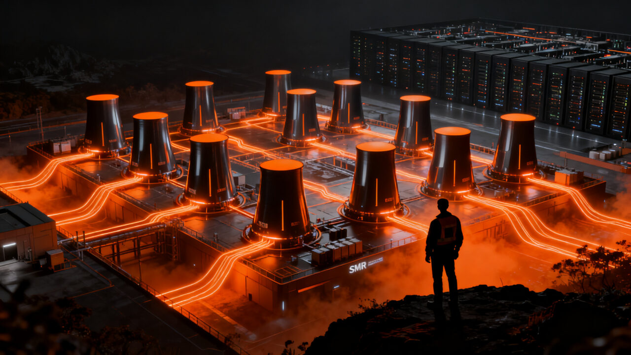 Planta de reactores nucleares SMR para alimentar centros de datos de IA de Amazon en Indiana.