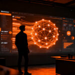 Emprendedor frente a una interfaz de inteligencia artificial Claude, representando los créditos de API y el programa para startups de Anthropic.