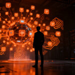 Representación visual de agentes de IA autorreplicándose en dispositivos IoT, destacando los riesgos de ciberseguridad y la tecnología de Anthropic.