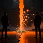 Representación conceptual de la competencia tecnológica entre Anthropic y Elon Musk por la distribución de riqueza y el impacto de la IA en el mercado laboral.