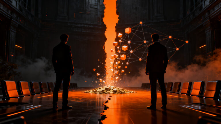 Representación conceptual de la competencia tecnológica entre Anthropic y Elon Musk por la distribución de riqueza y el impacto de la IA en el mercado laboral.