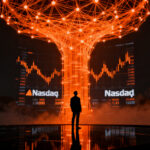 Salida a bolsa de Anthropic en Nasdaq, representando la inversión en inteligencia artificial y el crecimiento financiero de startups tecnológicas.