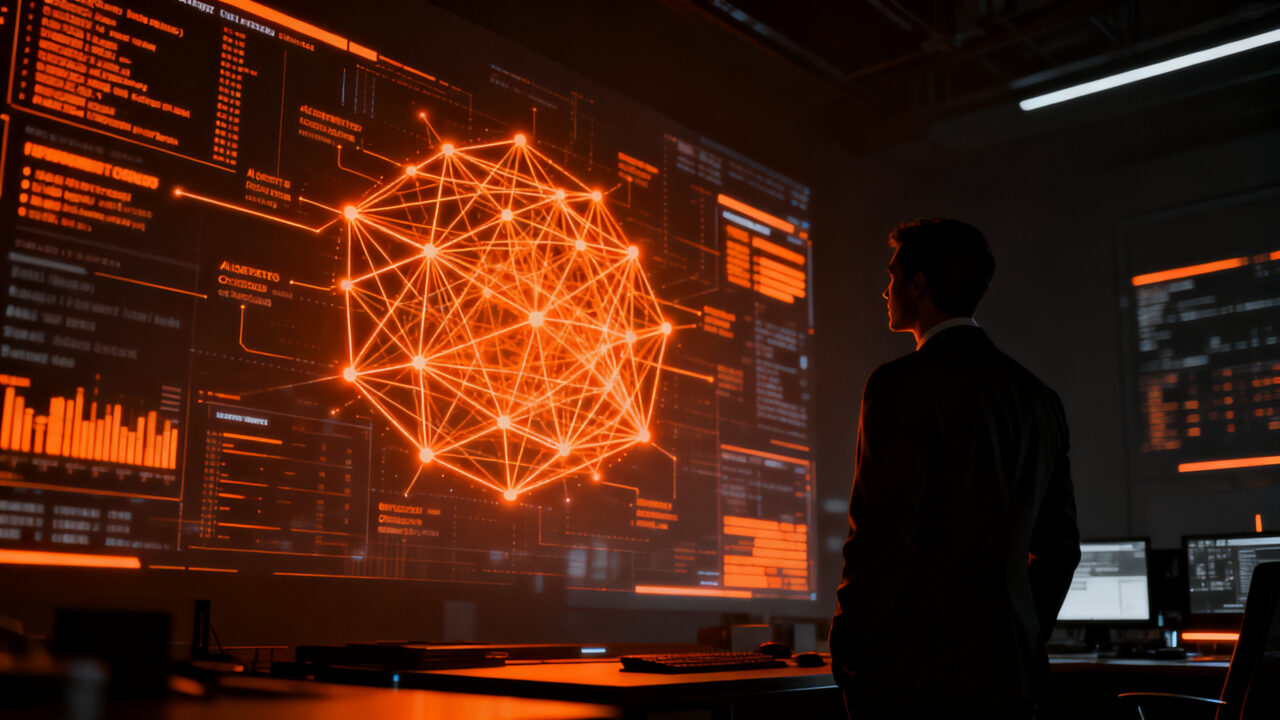 Agente de inteligencia artificial combatiendo ciberfraude y estafas digitales en entorno corporativo tecnológico.