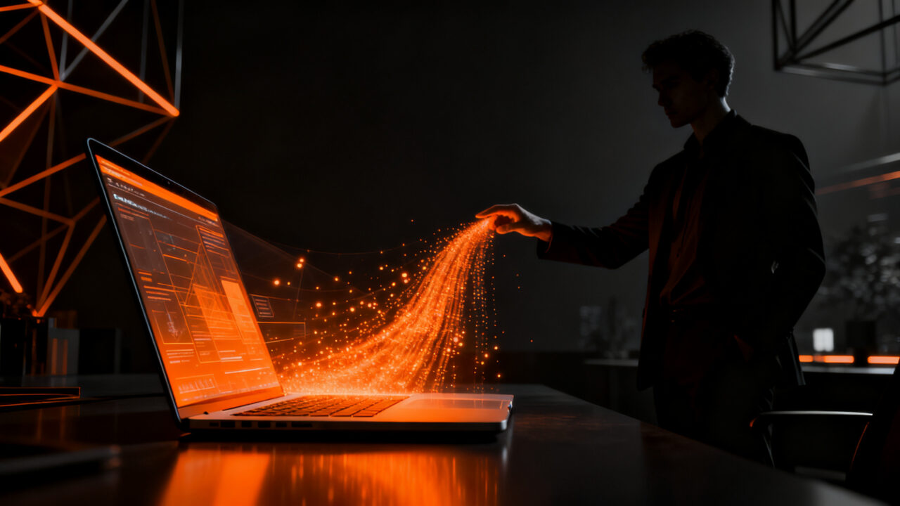Estratega tecnológico analizando la evolución del MacBook Pro táctil, simbolizando la innovación estratégica en startups.