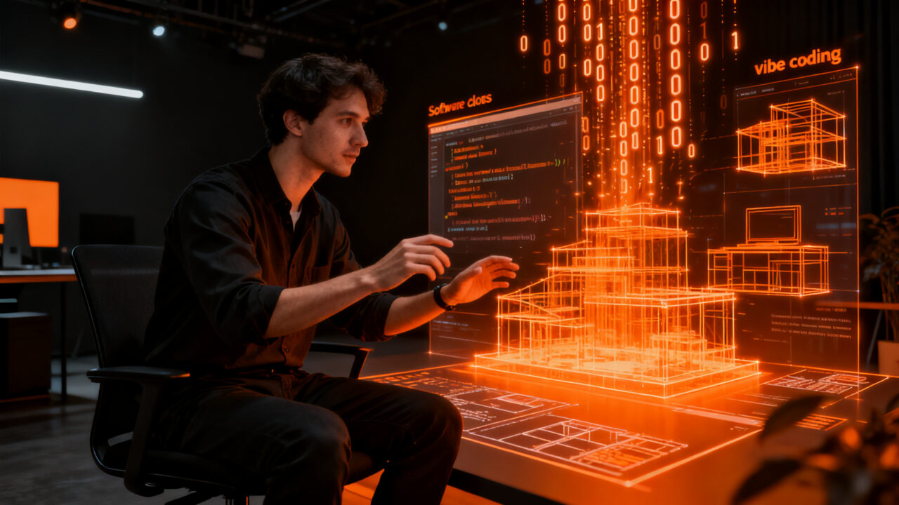 Desarrollador utilizando IA para crear clones de software, representando el auge del vibe coding en startups tecnológicas.