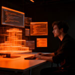 Ingeniero frente a una interfaz de código abierto generada por IA, representando la disrupción del modelo SaaS y el vibe coding.