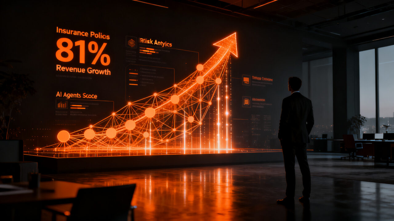 Impacto de la inteligencia artificial en el sector asegurador, mostrando el crecimiento de ingresos y la transformación digital en insurtech.