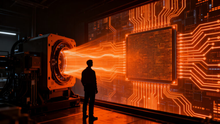 Representación visual de la alta demanda de chips de IA y semiconductores en la infraestructura tecnológica global.