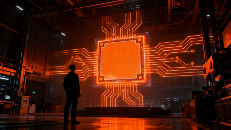 Producción masiva de chips de IA y litografía EUV de ASML, representando el crecimiento del mercado de semiconductores.